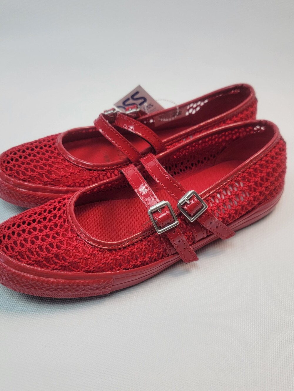 Bright Red Converse Chuck Taylor All Star Dainty Mary Jane Knit A16568C Size 7